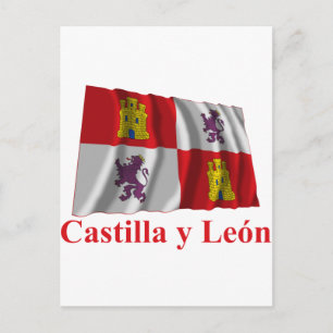 Castilla y León, vlag met naam Briefkaart