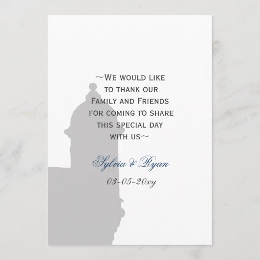 Castillo de San Cristobal huwelijkskaart Menu (Achterkant)