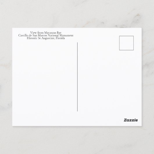 Castillo de San Marcos Historic St Augustine FL Briefkaart (Achterkant)