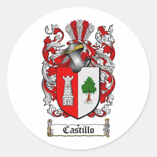 CASTILLO FAMILIE CREST - CASTILLO WAPEN RONDE STICKER (Voorkant)