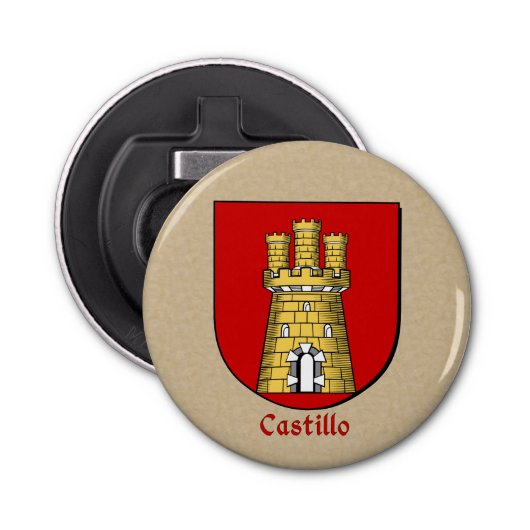 Castillo Heraldic Arms on Parchment Button Flesopener (Voorkant)