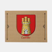Castillo Historisch schild op Burlap-achtergrond Deurmat (Voorkant)