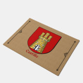 Castillo Historisch schild op Burlap-achtergrond Deurmat (Schuin)