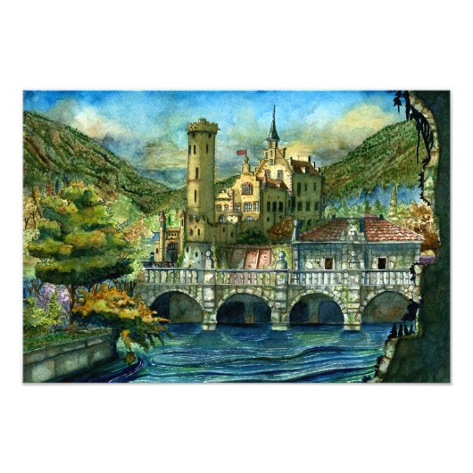 Castillo Mágico en el Lago Foto Afdruk (Voorkant)