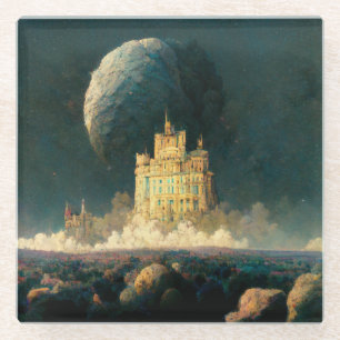 Castle aan de rand van de wereld Fantasy Sci-Fi Glazen Onderzetter