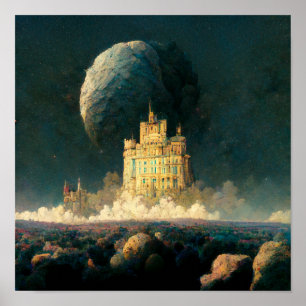 Castle aan de rand van de wereld Fantasy Sci-Fi Poster