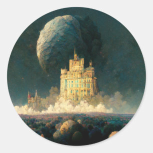 Castle aan de rand van de wereld Fantasy Sci-Fi Ronde Sticker