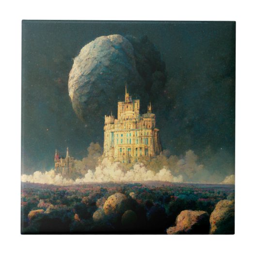 Castle aan de rand van de wereld Fantasy Sci-Fi Tegeltje (Voorkant)