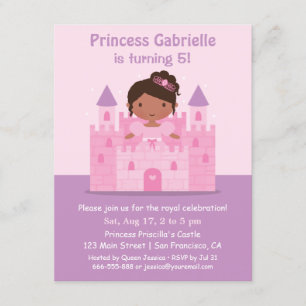 Castle African American Princess Birthday Party Kaart