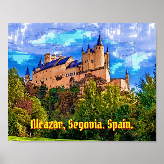 Castle Alcazar, Segovia, Spanje. Poster (Voorkant)