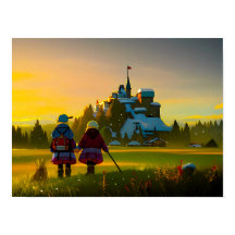 Castle and Meadow Print Poster