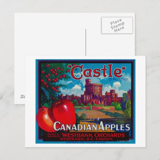 Castle Apple Label - Westbank B.C. Canada Briefkaart (Voorkant / Achterkant)