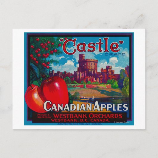 Castle Apple Label - Westbank B.C. Canada Briefkaart (Voorkant)