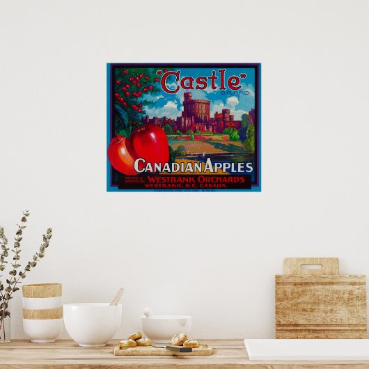Castle Apple Label - Westbank B.C. Canada Poster (Keuken)