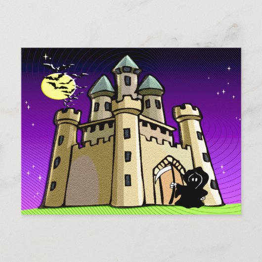 Castle Bats and Grim Reaper aan Castle Deuren Briefkaart (Voorkant)