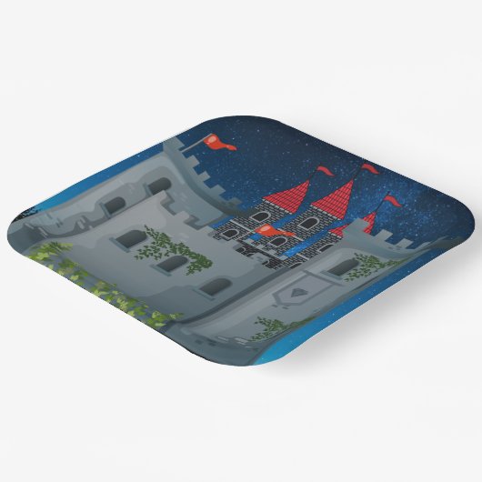 Castle bij Night Papieren Bordje (Gebogen)