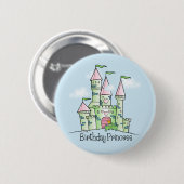 Castle Birthday Princess Ronde Button 5,7 Cm (Voorkant /achterkant)