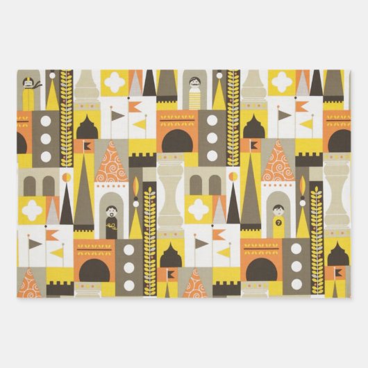 Castle Blocks Oranje Inpakpapier Vel (Voorkant)