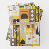 Castle Blocks Oranje Inpakpapier Vel (In situ)