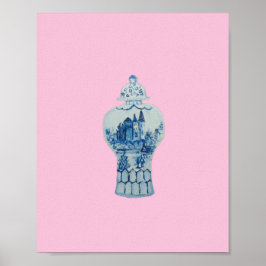 Castle Blue en White Ginger Jar Art Print