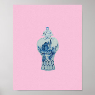 Castle Blue en White Ginger Jar Art Print
