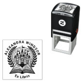 Castle, Book Wreath Lijst Ex Libris Naam Zelfinktende Stempel (In situ)