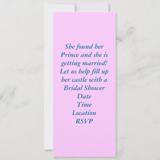 Castle Bridal Shower-uitnodiging Kaart (Achterkant)