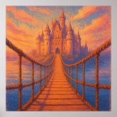 Castle Bridge - Pastel Painting Style Fantasy Art Poster (Voorkant)