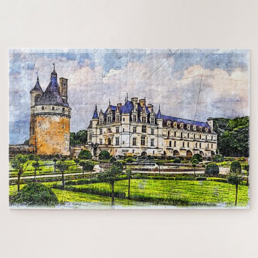 Castle Chenonceau. Frankrijk. Legpuzzel (Horizontaal)