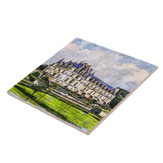 Castle Chenonceau. Frankrijk. Tegeltje (Zijkant)