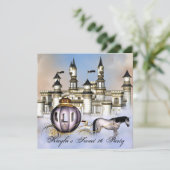 Castle Clouds Princess Sprookje Sweet 16 Party Kaart (Staand voorkant)