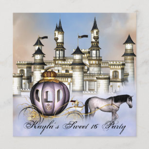 Castle Clouds Princess Sprookje Sweet 16 Party Kaart