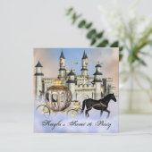 Castle Clouds Princess Sprookje Sweet 16 Party Kaart (Staand voorkant)