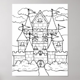Castle Coloring Page Poster