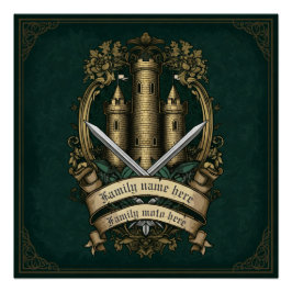 "Castle Crest of Honor" Aanpasbare middeleeuwse po Perfect Poster