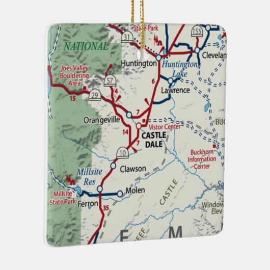 Castle Dale Utah Map Keramisch Ornament (Rechts)