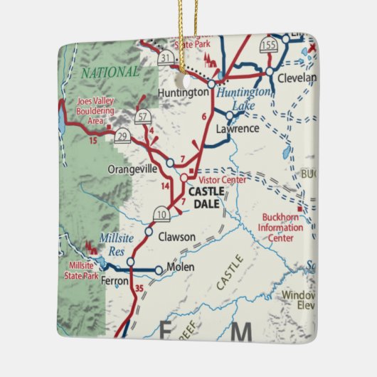 Castle Dale Utah Map Keramisch Ornament (Links)