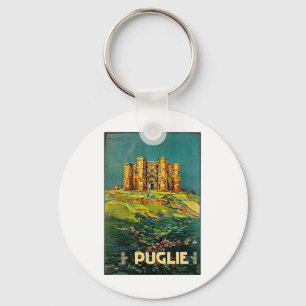 Castle del Monte Puglie Vintage Travel Art Sleutelhanger