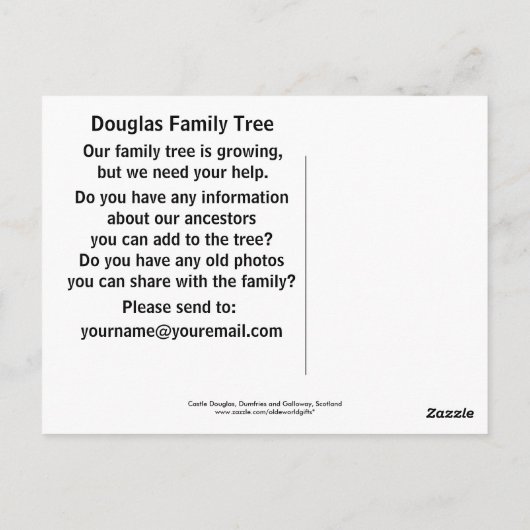 Castle Douglas, Dumfries en Galloway, Schotland Briefkaart (Achterkant)