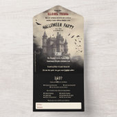 Castle Dracula Adult Halloween All In One Uitnodiging (Binnen)