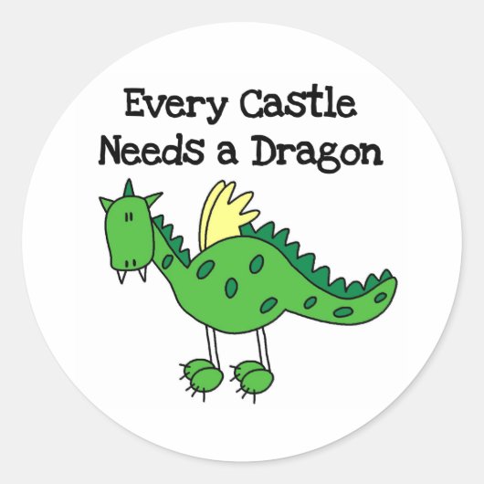 Castle Dragon Ronde Sticker (Voorkant)