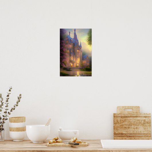 Castle Enchanted Forest Fantasy Art Poster (Keuken)