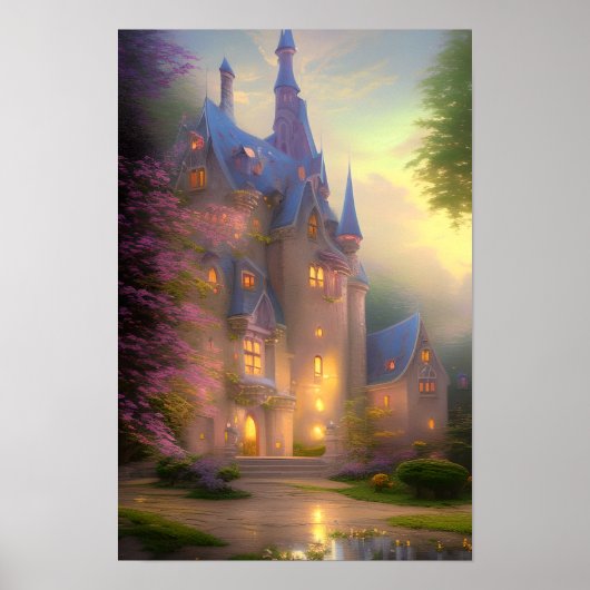 Castle Enchanted Forest Fantasy Art Poster (Voorkant)