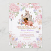 Castle Floral Pastel Princess 1st Birthday Kaart (Voorkant / Achterkant)