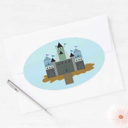 Castle Fortress Ovale Sticker (Envelop)