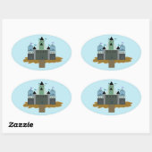 Castle Fortress Ovale Sticker (Vel)
