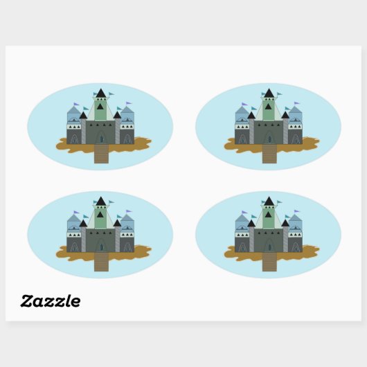 Castle Fortress Ovale Sticker (Vel)