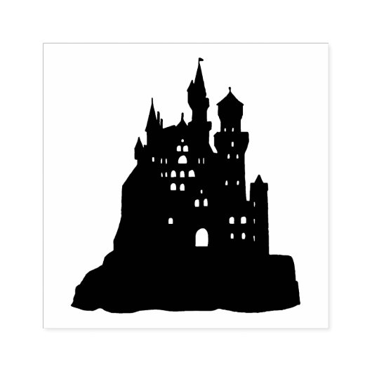 Castle Fortress Silhouette Halloween Rubberstempel (Afrduk)