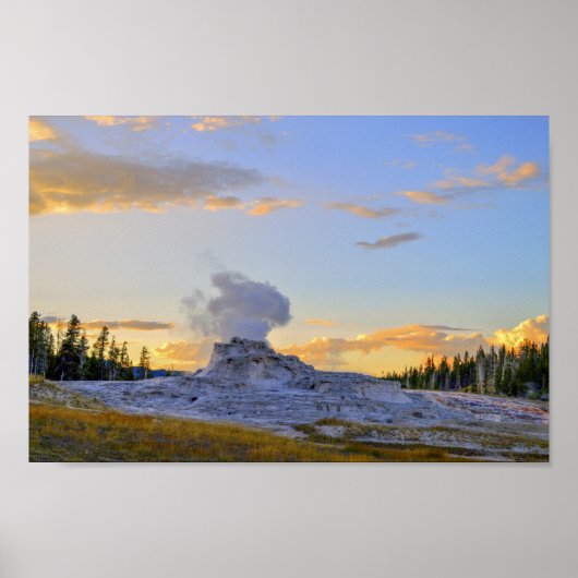 Castle Geyser at Sunset, Yellowstone National Park Poster (Voorkant)
