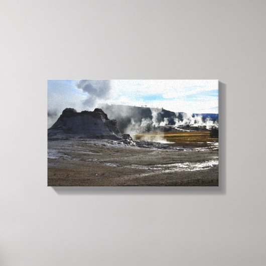 Castle Geyser en Upper Geyser Basin, geelsteen Canvas Afdruk (Voorkant)